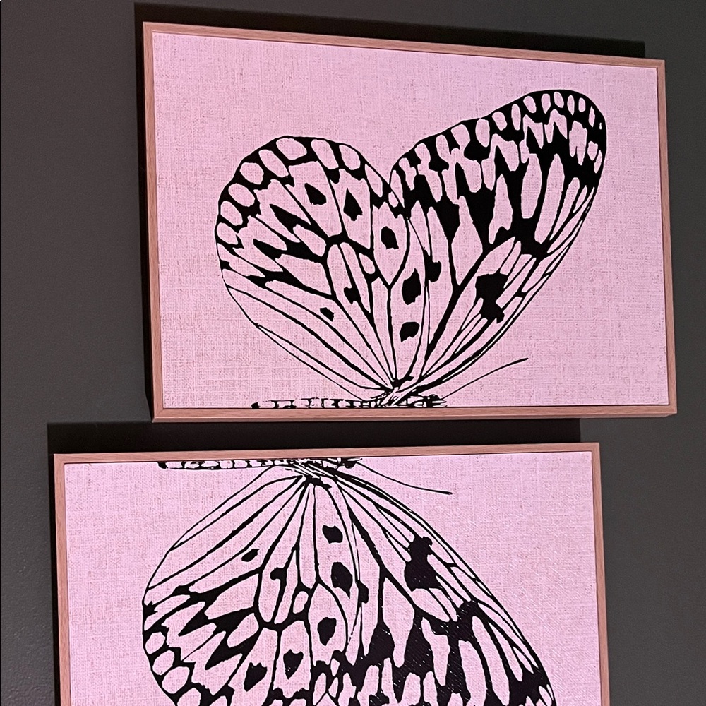 Pink Butterfly Wall Art Set